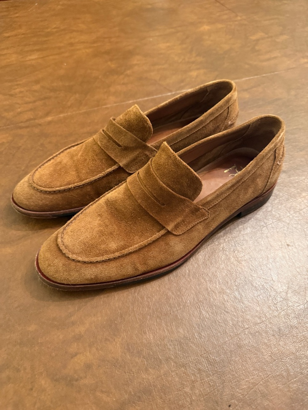 Alan Paine Men's Naples Penny Loafers in Bourbon Suede